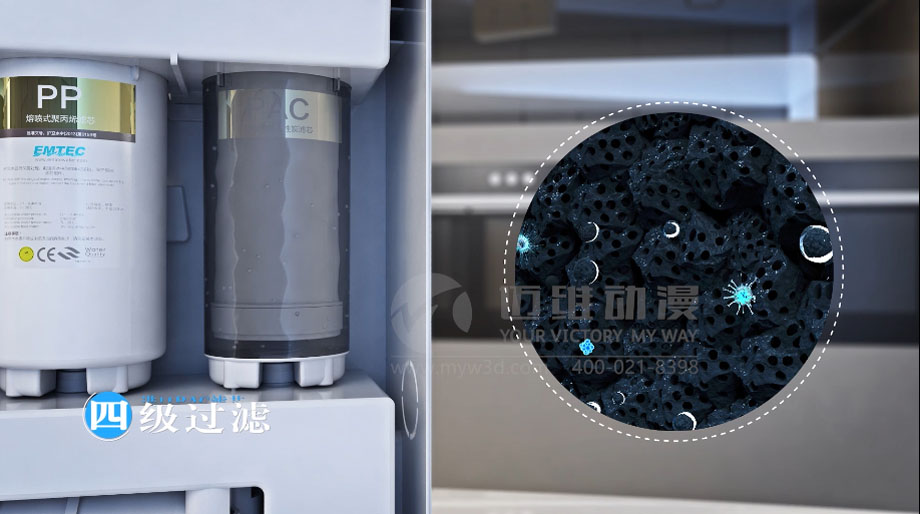 凈水器三維動(dòng)畫(huà)案例展示：出水就可以直接喝的反滲透直飲水機。(圖7)