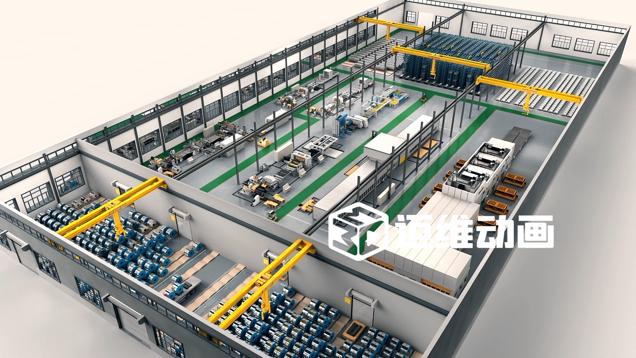 卷板線(xiàn)生產(chǎn)線(xiàn)三維動(dòng)畫(huà)(圖1)