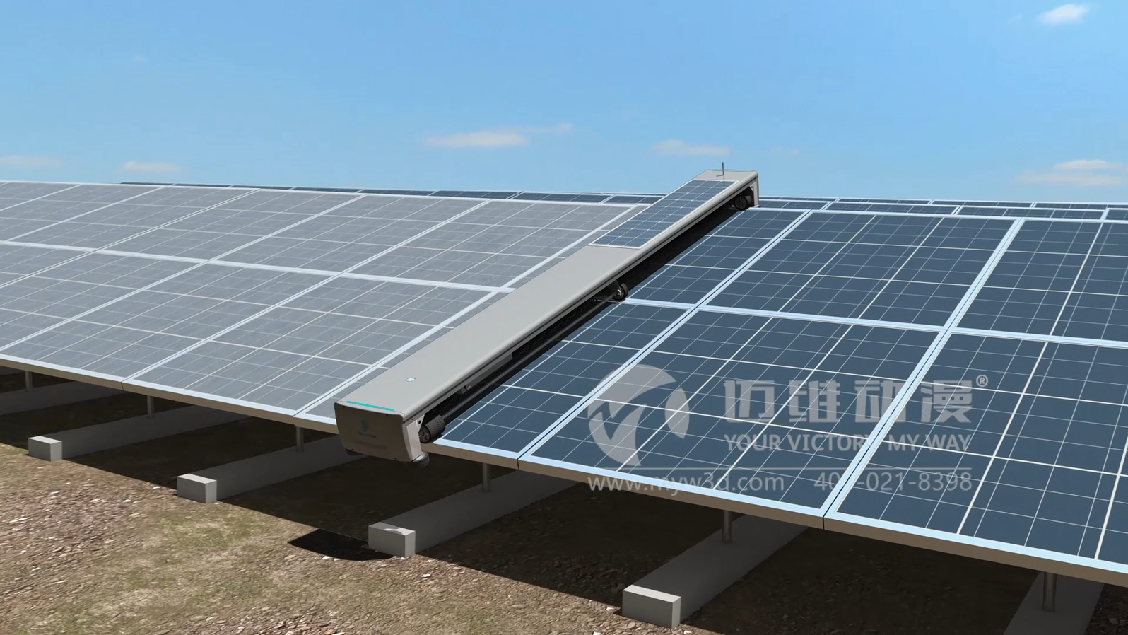 光伏智能清掃機器人三維動(dòng)畫(huà)展示(圖1) 光伏智能清掃機器人三維動(dòng)畫(huà)展示(圖1)