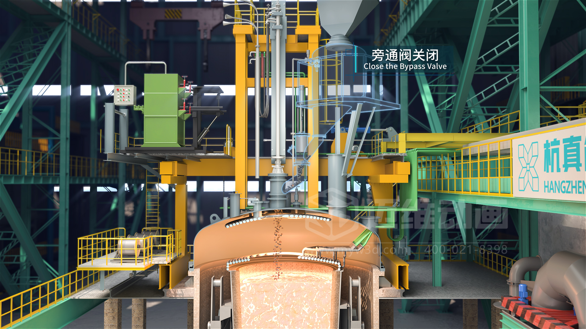 VOD真空精煉爐熔煉工藝流程三維動(dòng)畫(huà)展示(圖4) VOD真空精煉爐熔煉工藝流程三維動(dòng)畫(huà)展示(圖4)