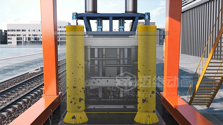 工業(yè)三維動(dòng)畫(huà)賦能:火車(chē)箱粘凍煤清車(chē)機器人自動(dòng)化清掃工藝可視化方案(圖4) 工業(yè)三維動(dòng)畫(huà)賦能:火車(chē)箱粘凍煤清車(chē)機器人自動(dòng)化清掃工藝可視化方案(圖4)